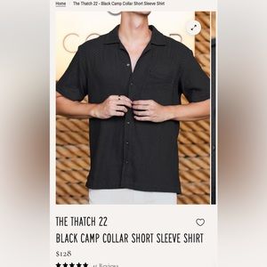 Kenny Flowers THE THATCH 22 BLACK CAMP COLLAR SHORT SLEEVE SHIRT
